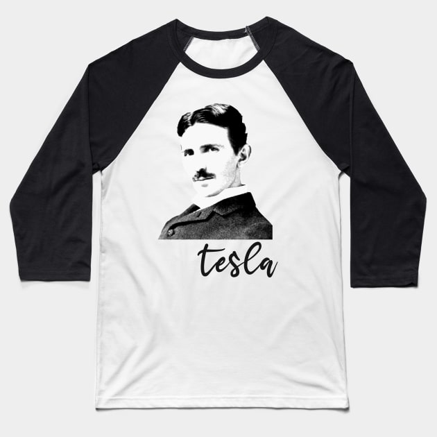 Nikola Tesla illustration Baseball T-Shirt by AlfinStudio